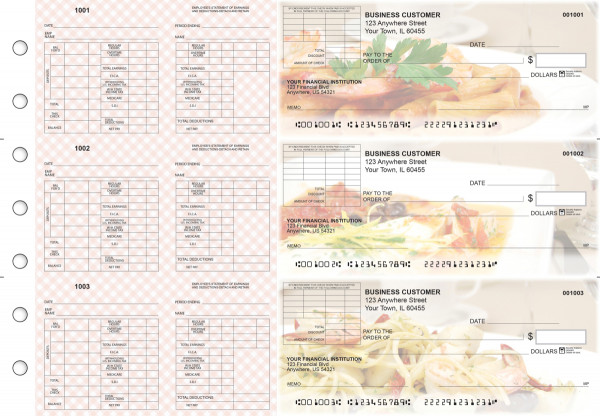 Italian Cuisine Multi-Purpose Corner Voucher Business Checks | BU3-7CDS05-MPV