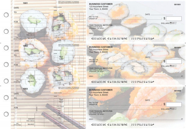 Japanese Cuisine Dual Purpose Voucher Business Checks | BU3-7CDS06-DPV