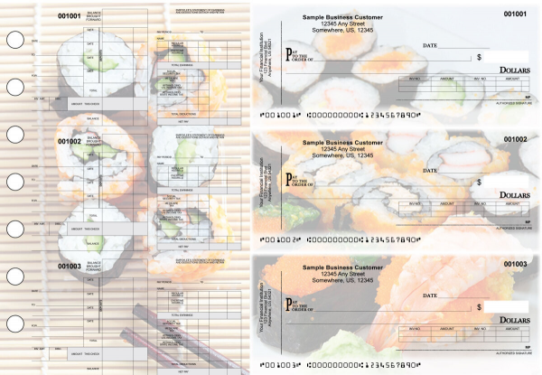Japanese Cuisine Itemized Disbursement Payroll Designer Business Check | BU3-7CDS06-IDP
