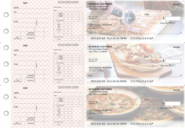 Pizza Dual Purpose Voucher Business Checks | BU3-7CDS08-DPV