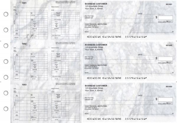 Marble Multi-Purpose Hourly Voucher Business Checks | BU3-7CDS20-MPH