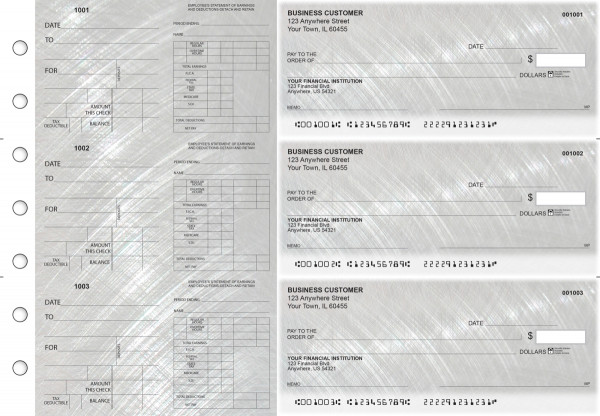 Brushed Metal Dual Purpose Voucher Business Checks | BU3-7CDS23-DPV