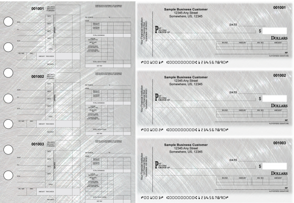 Brushed Metal Itemized Disbursement Payroll Designer Business Checks | BU3-7CDS23-IDP