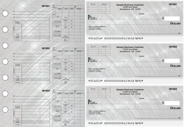 Brushed Metal Multipurpose Invoice Payroll Designer Business Checks | BU3-7CDS23-MIP