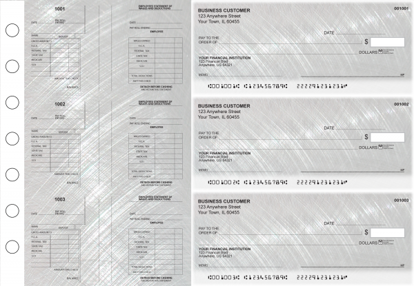 Brushed Metal Multi-Purpose Salary Voucher Business Checks | BU3-7CDS23-MPS