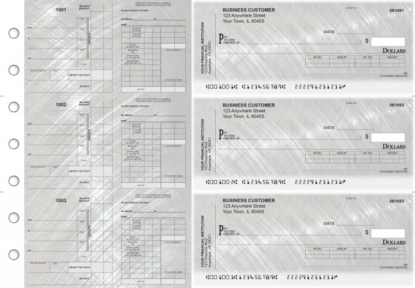 Brushed Metal Payroll Invoice Business Checks | BU3-7CDS23-PIN