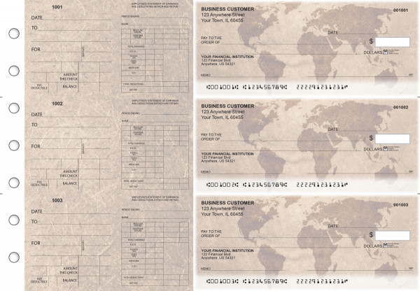 World Map Dual Purpose Voucher Business Checks | BU3-7CDS26-DPV