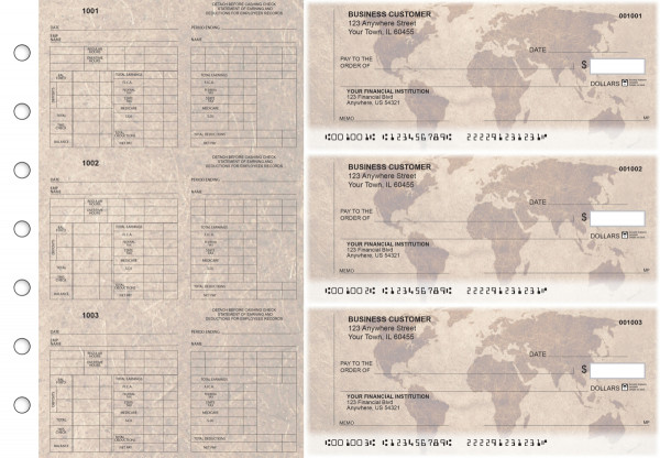 World Map Multi-Purpose Counter Signature Business Checks | BU3-7CDS26-MPC