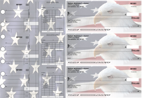 American Flag Disbursement Payroll Designer Business Checks | BU3-7CDS32-FSP