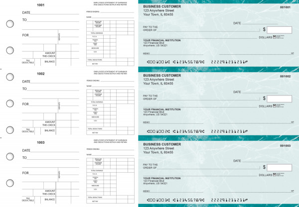 Teal Marble Dual Purpose Voucher Business Checks | BU3-7EMA01-DPV