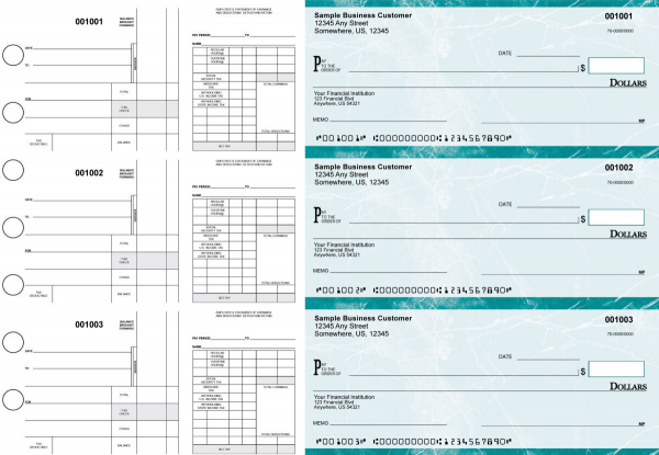 Teal Marble Disbursement Payroll Business Checks | BU3-7EMA01-FSP