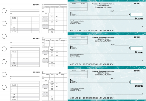 Teal Marble Multipurpose Invoice Payroll Business Checks | BU3-7EMA01-MIP