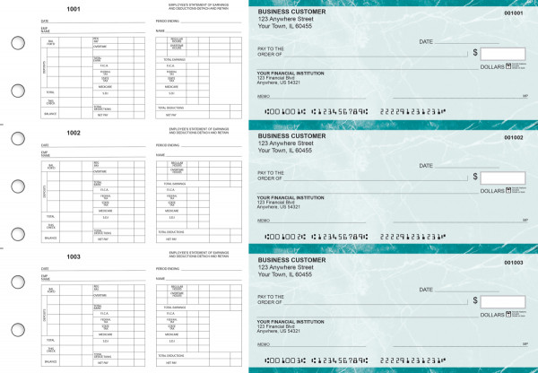 Teal Marble Multi-Purpose Hourly Voucher Business Checks | BU3-7EMA01-MPH