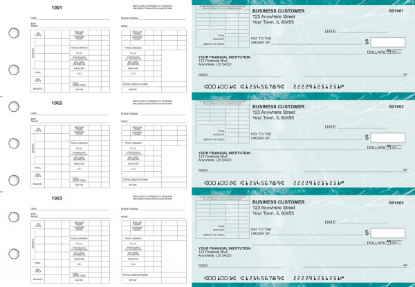 Teal Marble Multi-Purpose Corner Voucher Business Checks | BU3-7EMA01-MPV