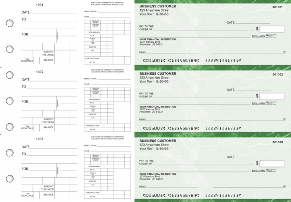 Green Marble Dual Purpose Voucher Business Checks | BU3-7GMA01-DPV