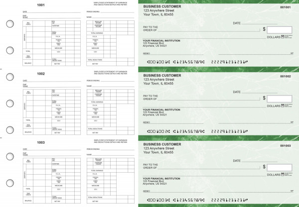 Green Marble Multi-Purpose Hourly Voucher Business Checks | BU3-7GMA01-MPH