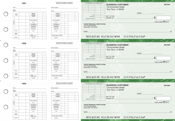 Green Marble Multi-Purpose Corner Voucher Business Checks | BU3-7GMA01-MPV