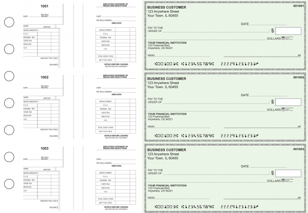 Green Safety Multi-Purpose Salary Voucher Business Checks | BU3-7GRN01-MPS