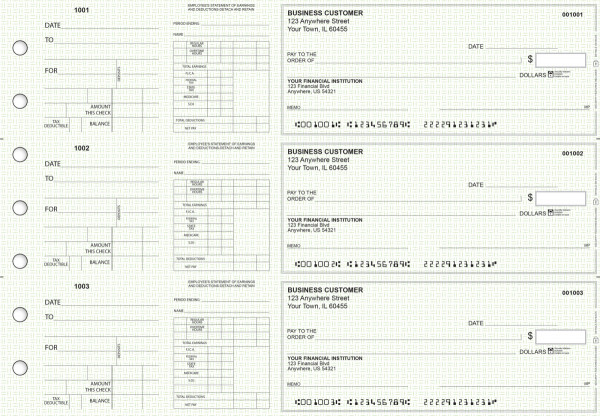 Green Knit Dual Purpose Voucher Business Checks | BU3-7GRN02-DPV