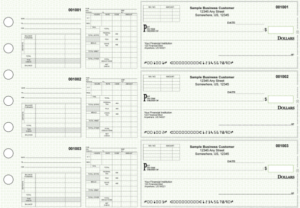 Green Knit Multipurpose Invoice Payroll Business Checks | BU3-7GRN02-MIP