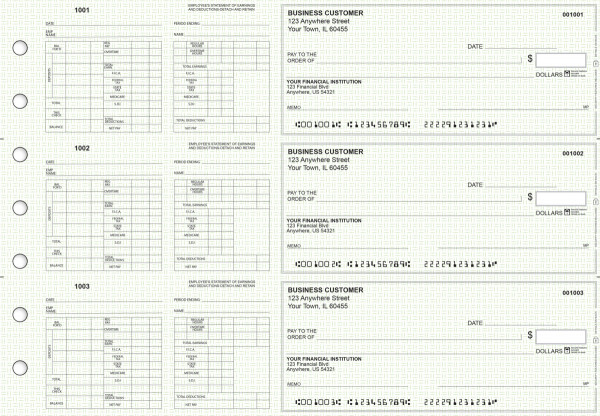 Green Knit Multi-Purpose Hourly Voucher Business Checks | BU3-7GRN02-MPH