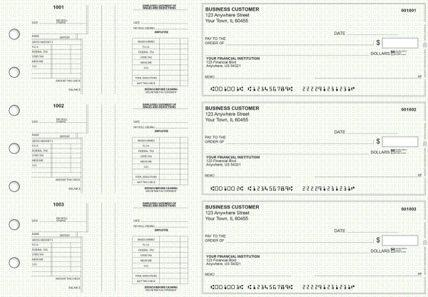 Green Knit Multi-Purpose Salary Voucher Business Checks | BU3-7GRN02-MPS