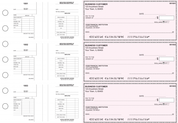 Pink Safety Multi-Purpose Salary Voucher Business Checks | BU3-7PSF01-MPS