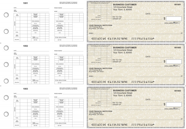 Tan Parchment Multi-Purpose Corner Voucher Business Checks | BU3-7TPM01-MPV