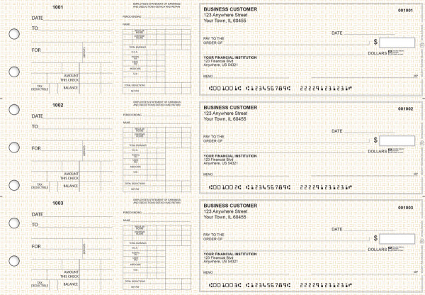 Tan Knit Dual Purpose Voucher Business Checks | BU3-7TPM02-DPV