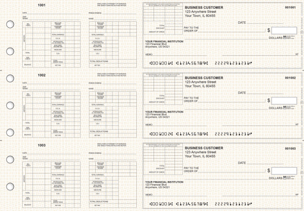 Tan Knit Multi-Purpose Corner Voucher Business Checks | BU3-7TPM02-MPV