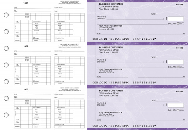 Purple Marble Multi-Purpose Counter Signature Business Checks | BU3-7UMA01-MPC