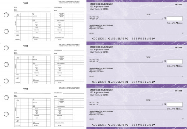 Purple Marble Multi-Purpose Hourly Voucher Business Checks | BU3-7UMA01-MPH