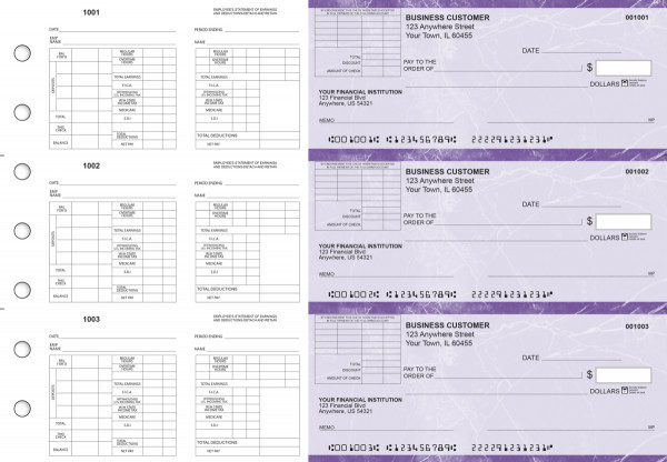 Purple Marble Multi-Purpose Corner Voucher Business Checks | BU3-7UMA01-MPV