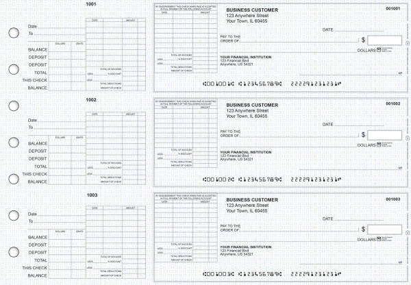 Blue Knit General Itemized Invoice Business Checks | BU3-BLU02-GII