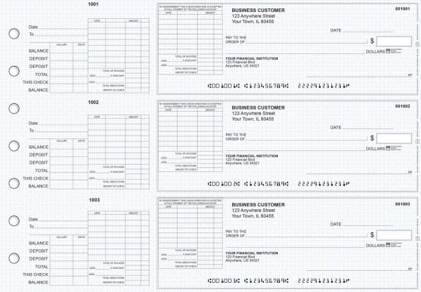 Blue Knit General Itemized Invoice Business Checks | BU3-BLU02-GII