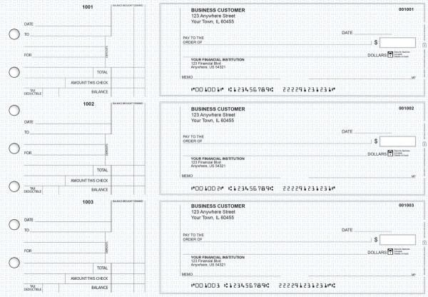 Blue Knit Standard Counter Signature Business Checks | BU3-BLU02-SCS