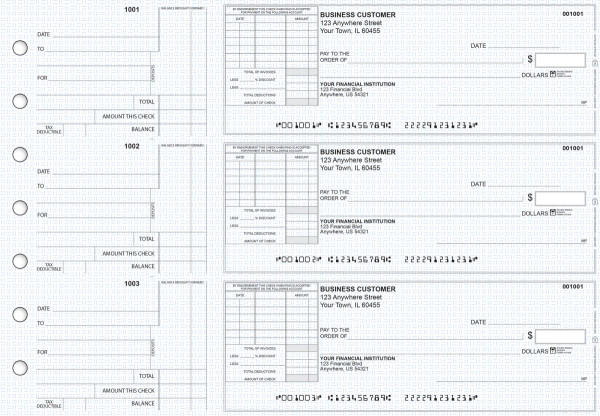 Blue Knit Standard Itemized Invoice Business Checks | BU3-BLU02-SII