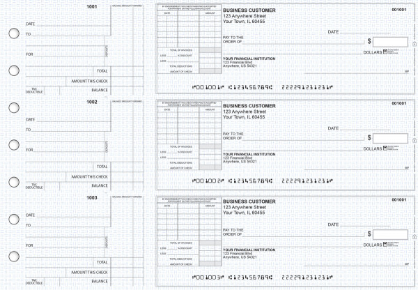 Blue Knit Standard Itemized Invoice Business Checks | BU3-BLU02-SII