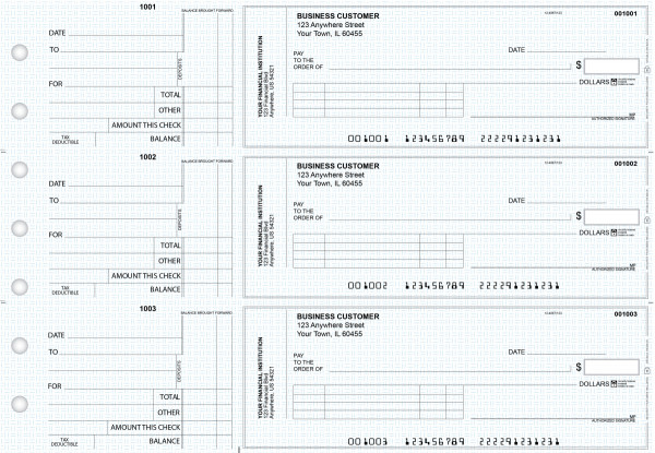 Blue Knit Standard Invoice Business Checks | BU3-BLU02-SNV