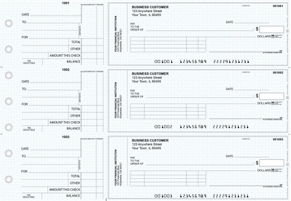 Blue Knit Standard Invoice Business Checks | BU3-BLU02-SNV