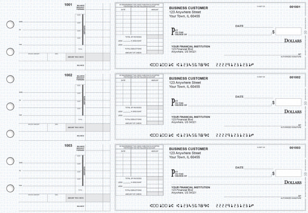 Blue Knit Itemized Invoice Business Checks | BU3-BLU02-TNV