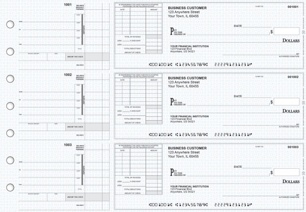 Blue Knit Itemized Invoice Business Checks | BU3-BLU02-TNV