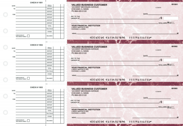 Burgundy Marble Accounts Payable Business Checks | BU3-BMA01-DED