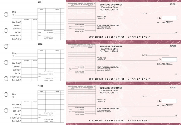 Burgundy Marble General Itemized Invoice Business Checks | BU3-BMA01-GII