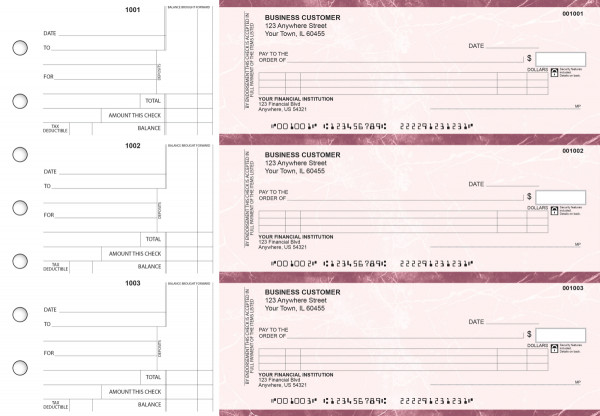 Burgundy Marble Itemized Counter Signature Business Checks | BU3-BMA01-ICS