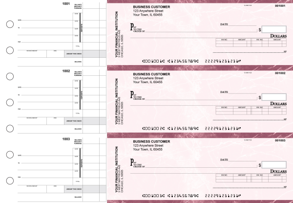 Burgundy Marble Invoice Business Checks | BU3-BMA01-INV