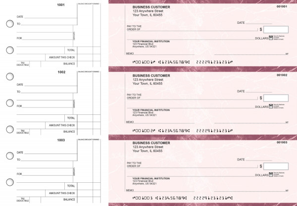 Burgundy Marble Standard Counter Signature Business Checks | BU3-BMA01-SCS