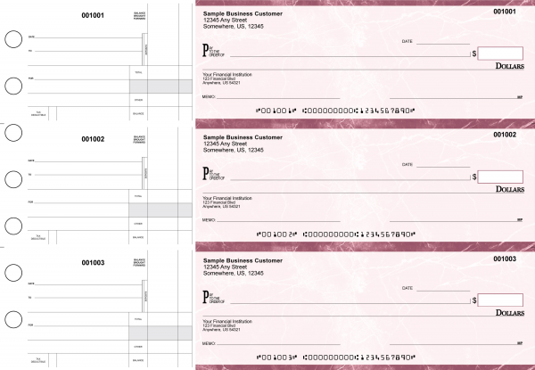 Burgundy Marble Standard Disbursement Business Checks | BU3-BMA01-SDS