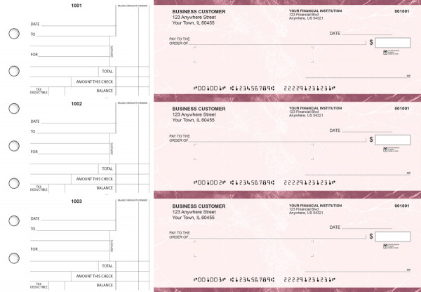 Burgundy Marble Standard Mailer Business Checks | BU3-BMA01-SML