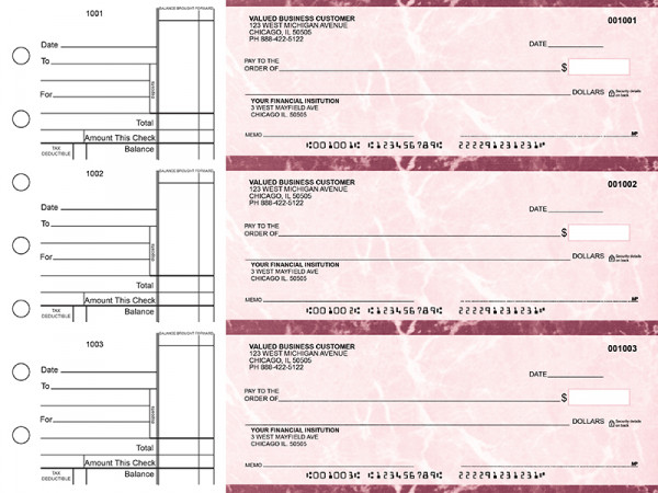 Burgundy Marble Standard Business Checks | BU3-BMA01-STA